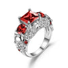 Skull, Angel Wings, Crystal and Cubic Zirconia Wedding Engagement Ring-Rings-Innovato Design-6-Silver Red-Innovato Design