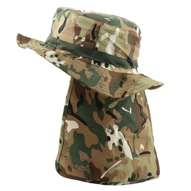 Camouflage UV Protection Boonie Bucket Flap Hat with Rope-Hats-Innovato Design-CP-Innovato Design