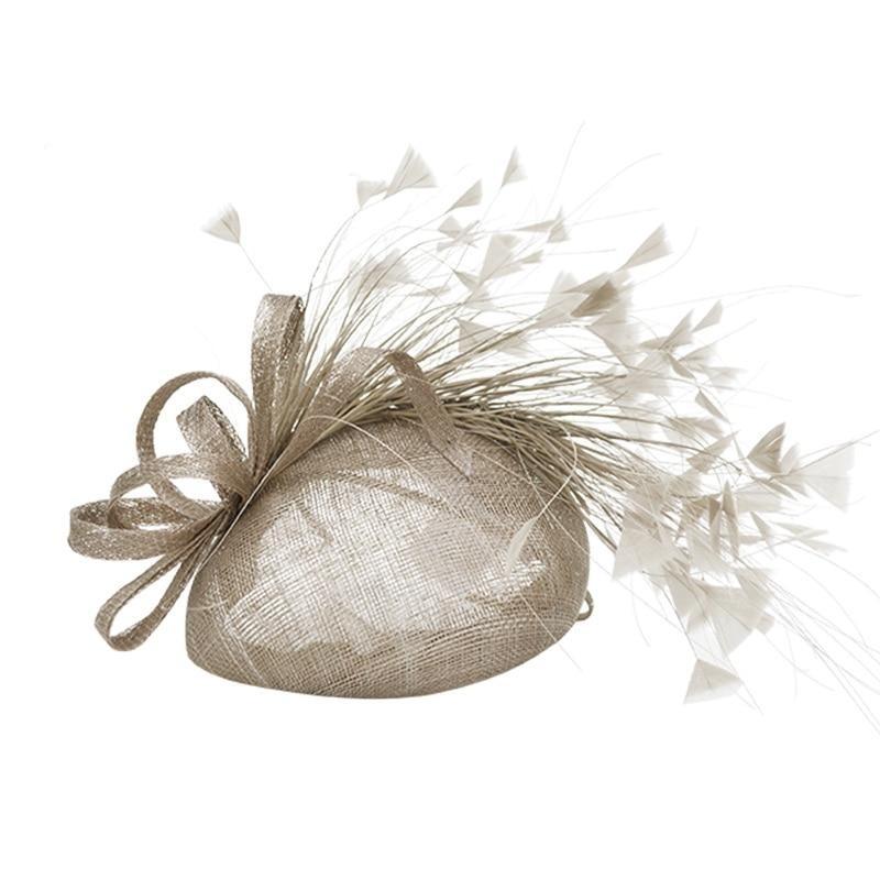 Premium Gray-brown Sinamay Pillbox Fascinator Hat with Flock of Feathers-Hats-Innovato Design-Innovato Design