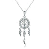 Tree of Life and Dreamcatcher Cubic Zirconia 925 Sterling Silver Vintage Pendant Necklace-Necklaces-Innovato Design-Innovato Design