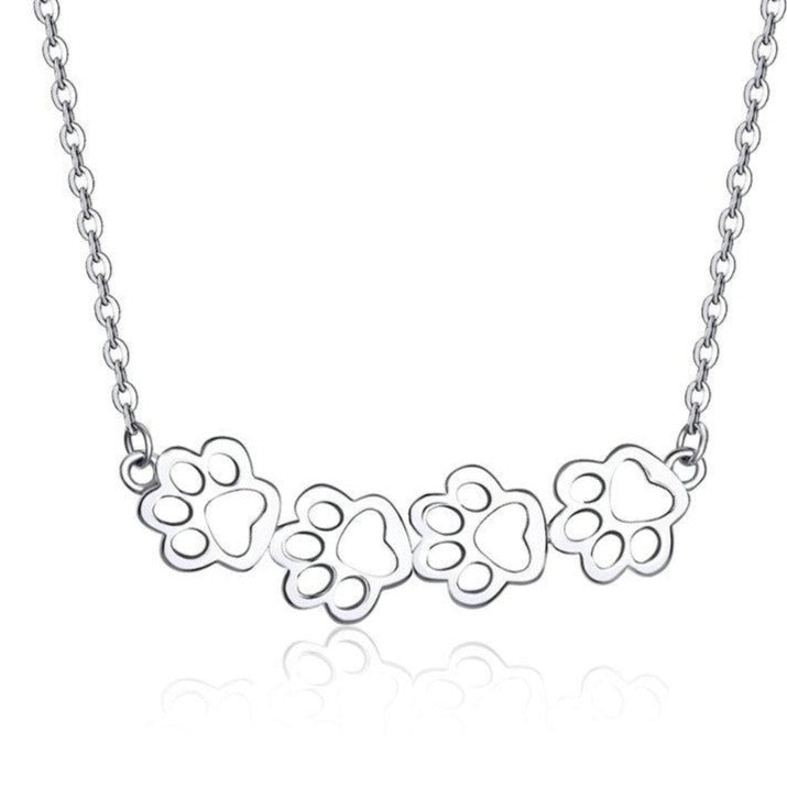Puppy Pawprint 925 Sterling Silver Long Chain Link Fashion Pendant Necklace-Necklaces-Innovato Design-Innovato Design