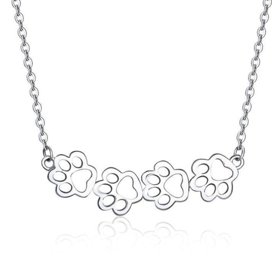 Puppy Pawprint 925 Sterling Silver Long Chain Link Fashion Pendant Necklace-Necklaces-Innovato Design-Innovato Design