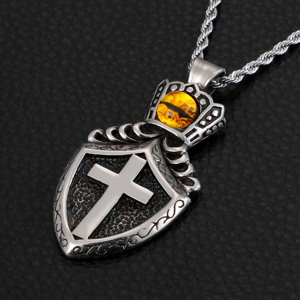 Silver Crowned Shield Cross Pendant and Chain Necklace-Necklaces-Innovato Design-22 inch-Innovato Design