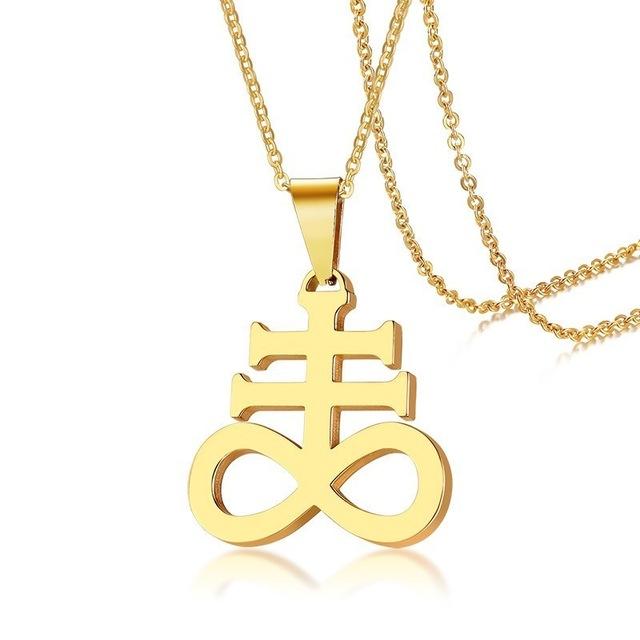 Inverted Cross Leviathan Stainless Steel Pendant Necklace-Necklaces-Innovato Design-Gold-Innovato Design