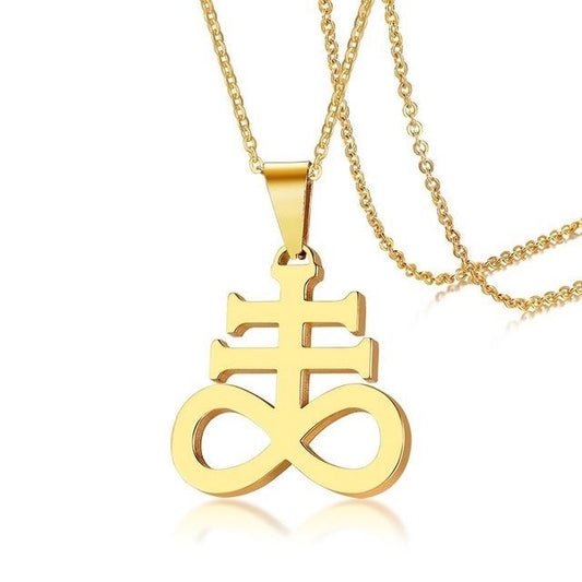 Inverted Cross Leviathan Stainless Steel Pendant Necklace-Necklaces-Innovato Design-Gold-Innovato Design