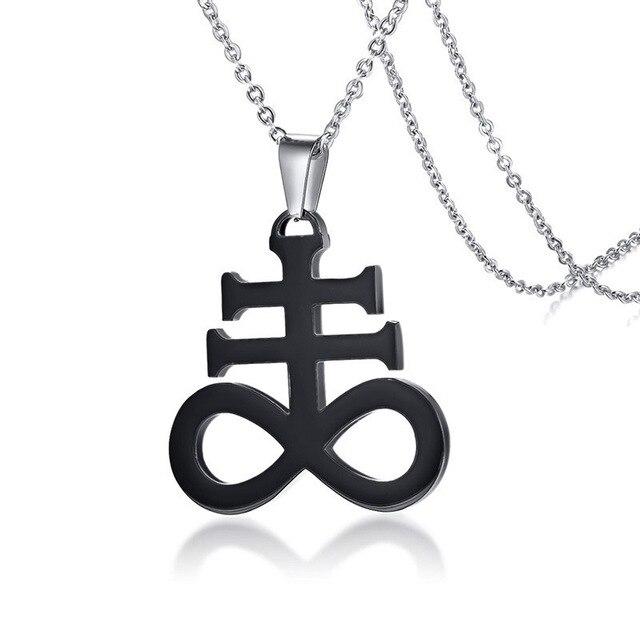 Inverted Cross Leviathan Stainless Steel Pendant Necklace-Necklaces-Innovato Design-Black-Innovato Design
