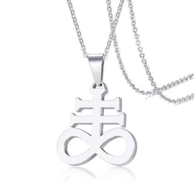 Inverted Cross Leviathan Stainless Steel Pendant Necklace-Necklaces-Innovato Design-Silver-Innovato Design