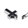 Urn Cross with Black Inlay Pendant and Chain Necklace - InnovatoDesign