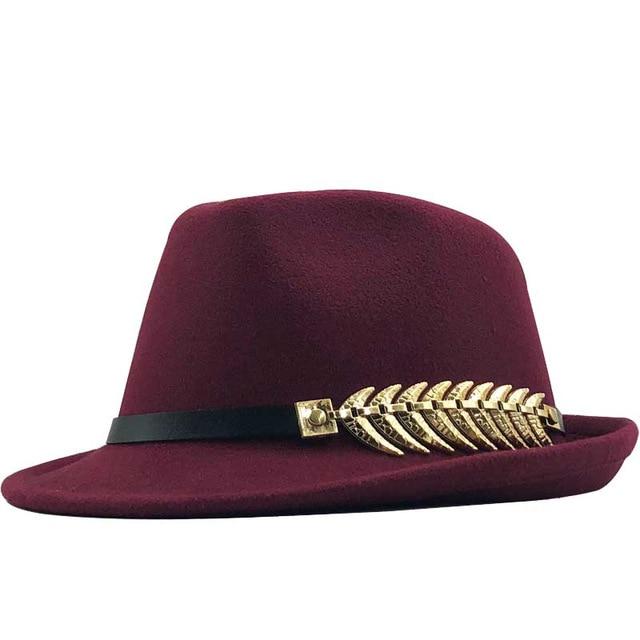 Wool Felt Trilby Fedora Hat with a Laurel Crown Belt Hatband-Hats-Innovato Design-Wine Red-Innovato Design