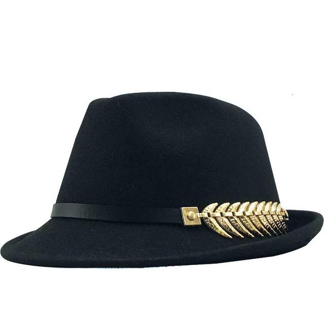Wool Felt Trilby Fedora Hat with a Laurel Crown Belt Hatband-Hats-Innovato Design-Black-Innovato Design