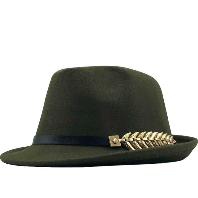 Wool Felt Trilby Fedora Hat with a Laurel Crown Belt Hatband-Hats-Innovato Design-Army Green-Innovato Design