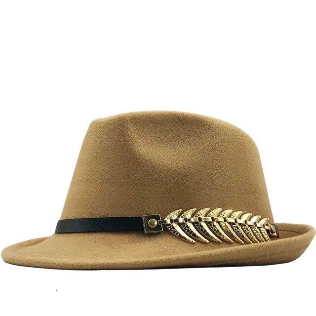 Wool Felt Trilby Fedora Hat with a Laurel Crown Belt Hatband-Hats-Innovato Design-Beige-Innovato Design
