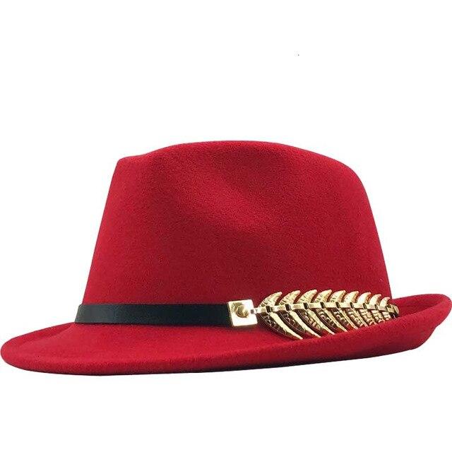 Wool Felt Trilby Fedora Hat with a Laurel Crown Belt Hatband-Hats-Innovato Design-Red-Innovato Design