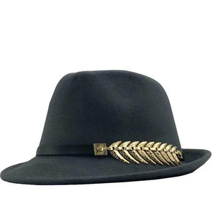Wool Felt Trilby Fedora Hat with a Laurel Crown Belt Hatband-Hats-Innovato Design-Deep Grey-Innovato Design