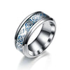 Silver Celtic Dragon Inlay and Blue Cubic Zirconia Claddagh Stainless Steel Wedding Ring Set-Couple Rings-Innovato Design-6-5-Innovato Design