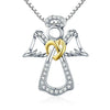 Guardian Angel Cubic Zirconia 925 Sterling Silver Fashion Pendant Necklace-Necklaces-Innovato Design-Innovato Design