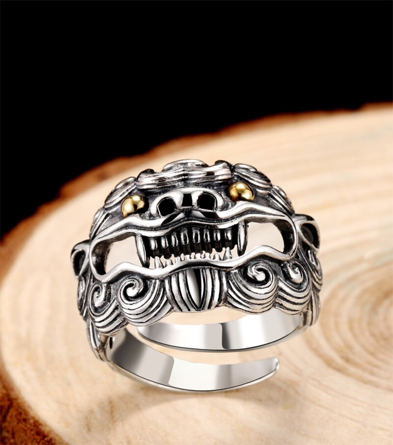 Lion 925 Sterling Silver Adjustable Classic Ring-Gothic Rings-Innovato Design-Innovato Design