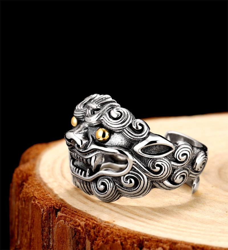 Lion 925 Sterling Silver Adjustable Classic Ring-Gothic Rings-Innovato Design-Innovato Design