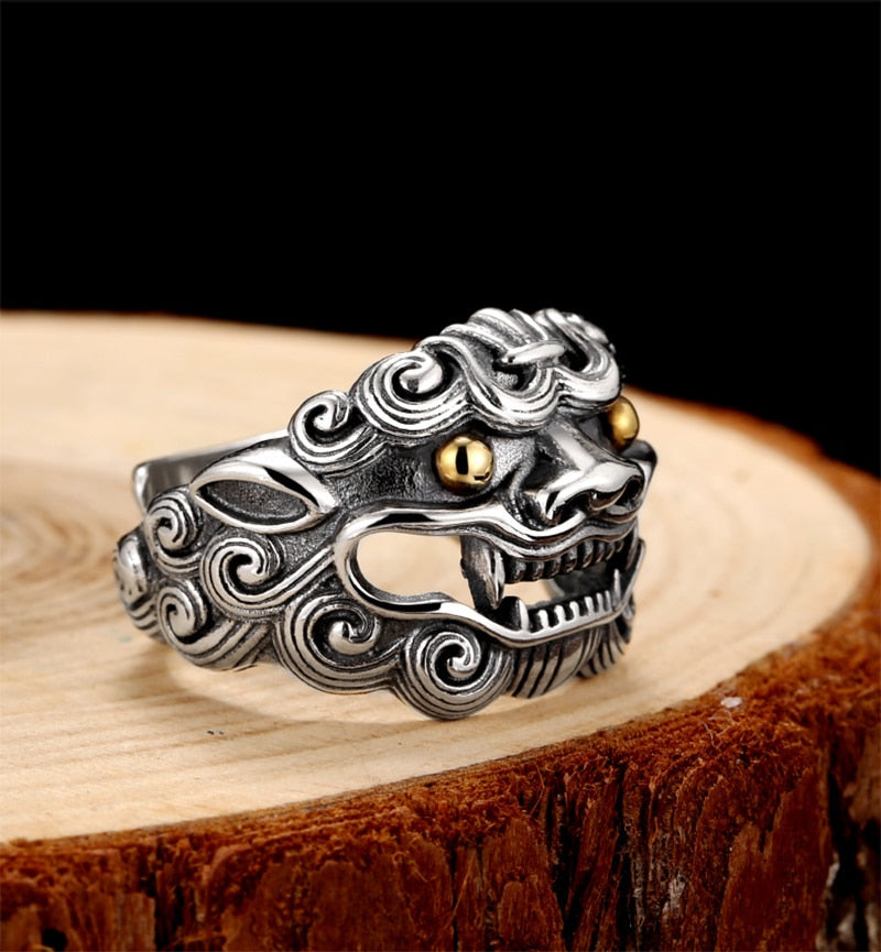 Lion 925 Sterling Silver Adjustable Classic Ring-Gothic Rings-Innovato Design-Innovato Design