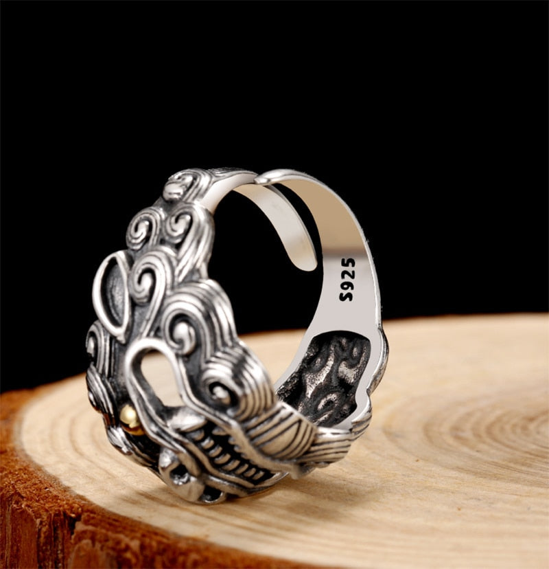 Lion 925 Sterling Silver Adjustable Classic Ring-Gothic Rings-Innovato Design-Innovato Design