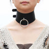 Silver Color Metal Ring Belt Choker Collar Leather Gothic Harajuku Necklace