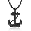 Stainless Steel Anchor and Rope Pendant Necklace-Necklaces-Innovato Design-Black-22 inches-Innovato Design