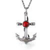 Silver Chain Necklace and Anchor Pendant with Stone Center Necklace - InnovatoDesign