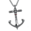 Silver Crystal Red-Eyed Skull Anchor Pendant Necklace - InnovatoDesign