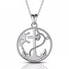 925 Sterling Silver Round Anchor and Rudder Pendant Necklace - InnovatoDesign