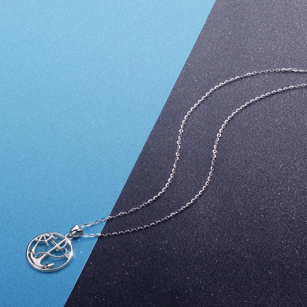 925 Sterling Silver Round Anchor and Rudder Pendant Necklace-Necklaces-Innovato Design-Innovato Design