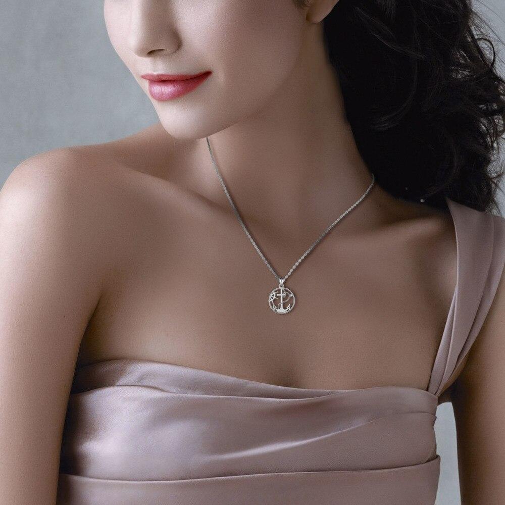 925 Sterling Silver Round Anchor and Rudder Pendant Necklace-Necklaces-Innovato Design-Innovato Design