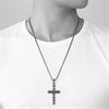 Dark Silver Cross of Skulls Pendant and Chain Necklace-Necklaces-Innovato Design-Innovato Design
