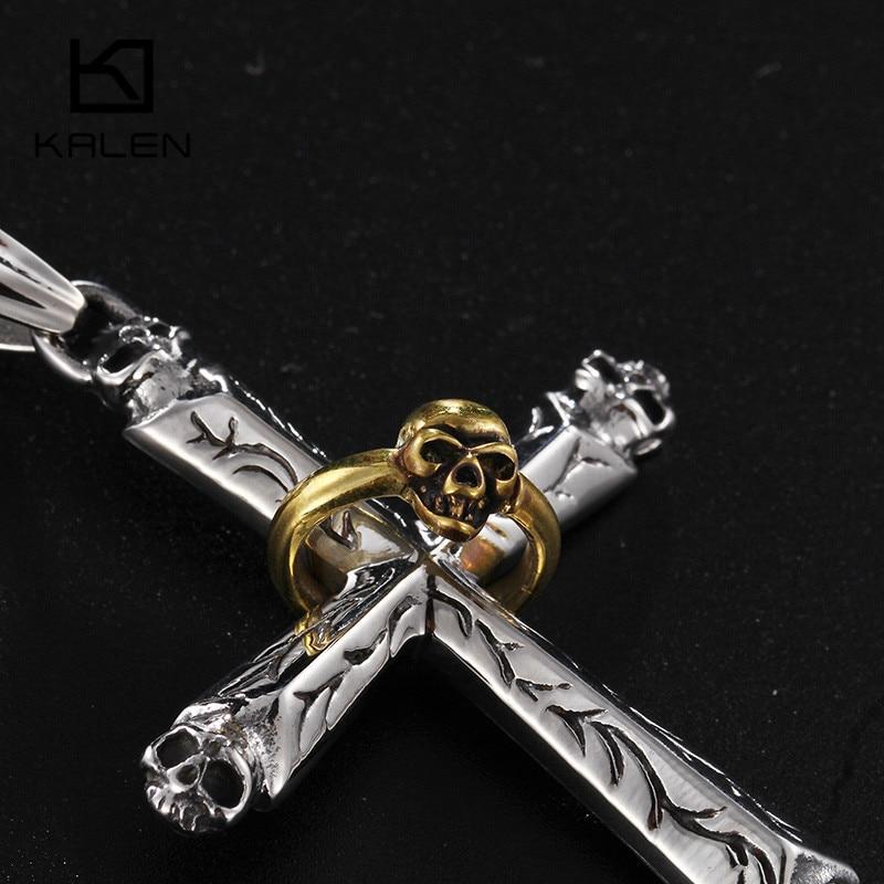 Two-tone Gold and Silver Skull Cross and Ring Pendant with Chain Necklace-Necklaces-Innovato Design-Innovato Design