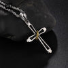 Two-tone Gold and Silver Skull Cross and Ring Pendant with Chain Necklace-Necklaces-Innovato Design-Innovato Design