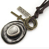 Cowboy Hat with Cross and Horseshoe Pendants Rope Necklace - InnovatoDesign