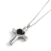 Urn Cross with Heart Inlay Pendant and Chain Necklace - InnovatoDesign