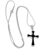 Steel Cross with Black Inlay Mini-Urn Pendant Necklace - InnovatoDesign