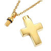 Polished Metallic Cross Mini-Urn Pendant with Chain Necklace-Necklaces-Innovato Design-Gold-Innovato Design