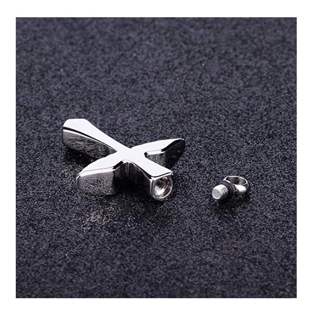 Silver Winged Cross Urn Pendant Necklace-Necklaces-Innovato Design-Innovato Design