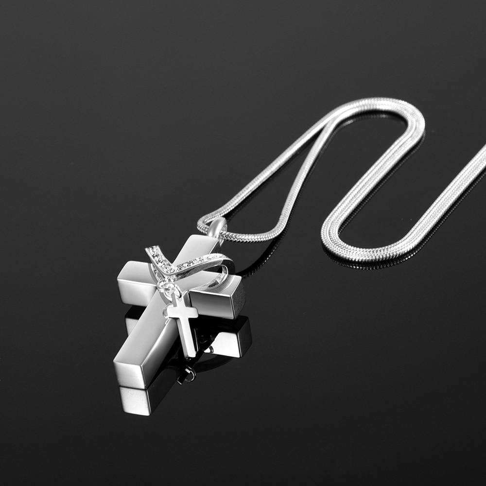 Silver Cross Pendant with Mini Cross Crystal Charm Memorial Pendant Necklace-Necklaces-Innovato Design-Silver & Purple-Innovato Design