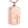 Dog Tag Urn with Engraved Cross Pendant Necklace-Necklaces-Innovato Design-Rose Gold-Innovato Design