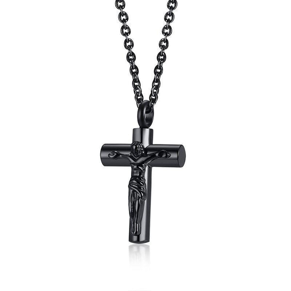 Black Jesus Christ Urn Pendant with Round Chain Necklace - InnovatoDesign
