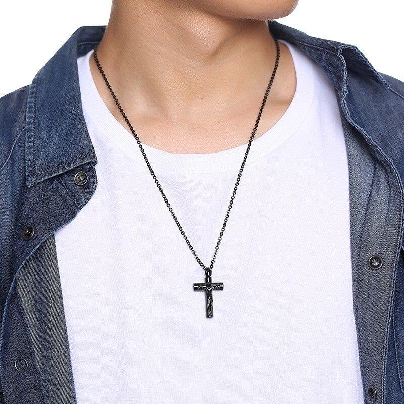 Black Jesus Christ Urn Pendant with Round Chain Necklace-Necklaces-Innovato Design-Innovato Design