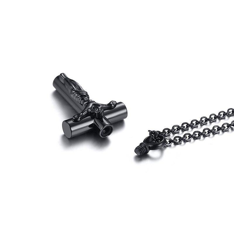 Black Jesus Christ Urn Pendant with Round Chain Necklace-Necklaces-Innovato Design-Innovato Design