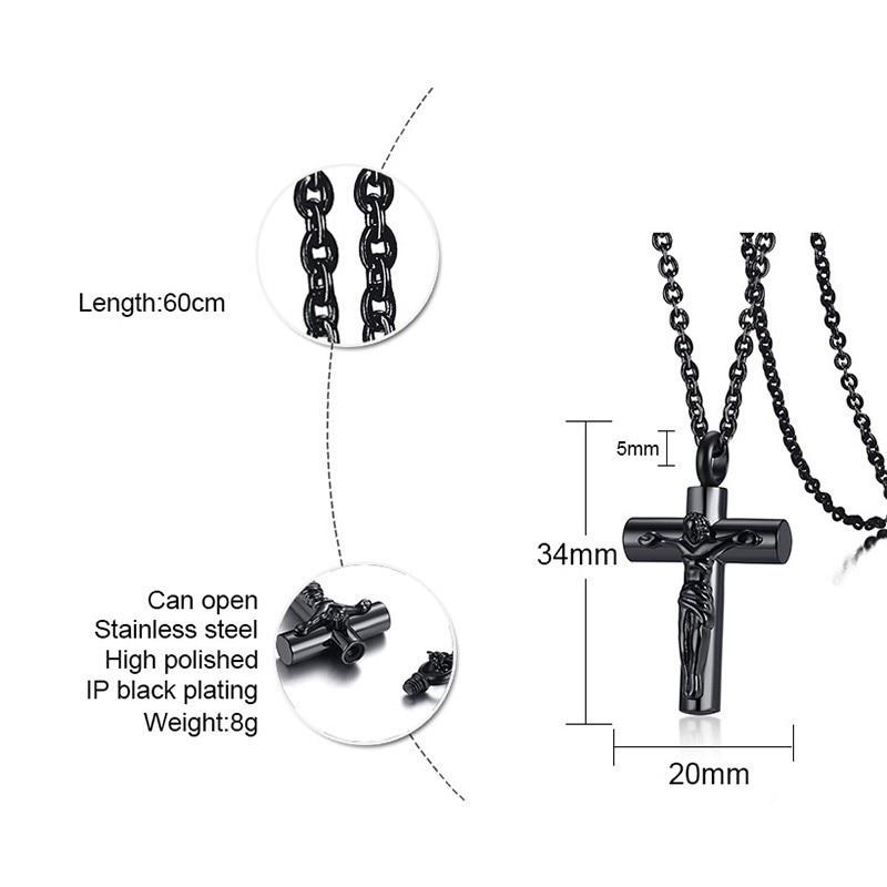 Black Jesus Christ Urn Pendant with Round Chain Necklace-Necklaces-Innovato Design-Innovato Design