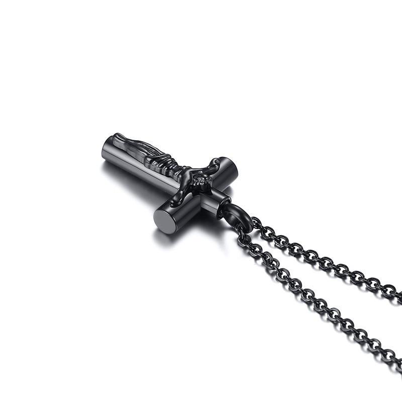 Black Jesus Christ Urn Pendant with Round Chain Necklace-Necklaces-Innovato Design-Innovato Design