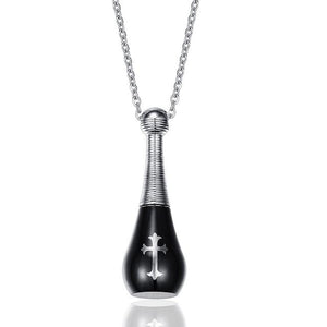 Baseball Bat-shaped Urn Pendant with Chain Link Necklace-Necklaces-Innovato Design-Black-24"-Innovato Design