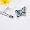 Silver Blue Heart Crystal Cross Pendant with Chain Necklace - InnovatoDesign