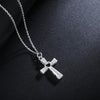 Bejeweled Hollow Heart Cross Pendant and Chain Necklace-Necklaces-Innovato Design-Innovato Design