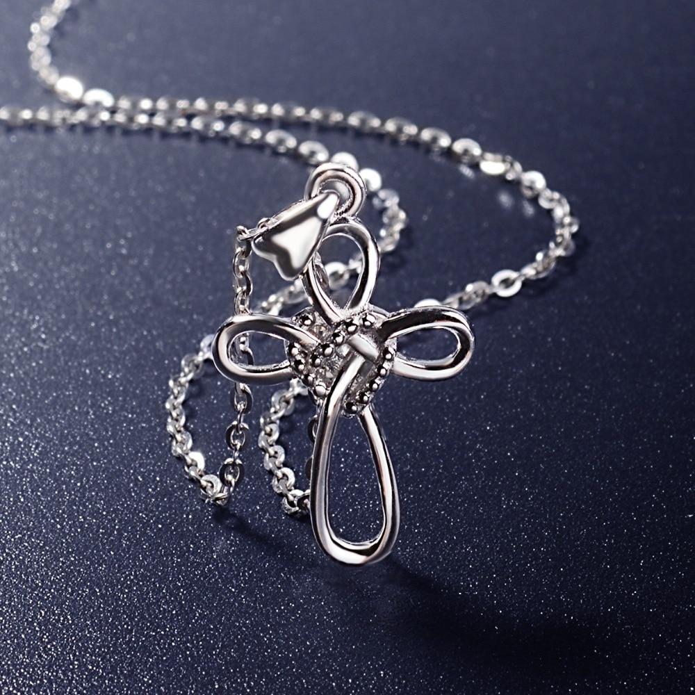 925 Sterling Silver Knot Heart and Cross Pendant with Dotted Accent Necklace-Necklaces-Innovato Design-18-Innovato Design